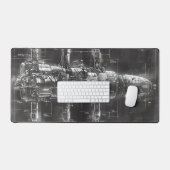 Zwarte blauwdruk van het ruimtestation bureaumat (Keyboard & Muis)