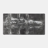 Zwarte blauwdruk van het ruimtestation bureaumat (Voorkant)