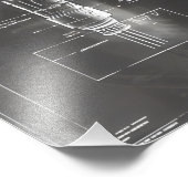 Zwarte blauwdruk van het ruimtestation foto afdruk (Hoek)