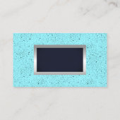Zwarte blauwe achtergrond | Silver Metallic Visitekaartje (Achterkant)