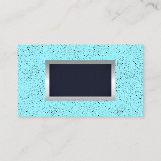 Zwarte blauwe achtergrond | Silver Metallic Visitekaartje (Achterkant)