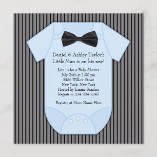 Zwarte Blauwe Baby Shower met Pinstripe voor Jonge Kaart