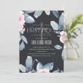 ZWARTE BLAUWE BLAUWE BUNCH EERSTE HOLY COMMUNICATI KAART (Staand voorkant)