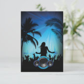 ZWARTE BLAUWE BLAUWE PARTIJ DIE MUZIEK PALM BOMEN KAART (Staand voorkant)