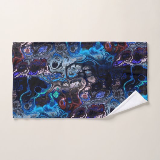 Zwarte, blauwe, bordeauxrode marmeren das kleursto bad handdoek (Handdoek)