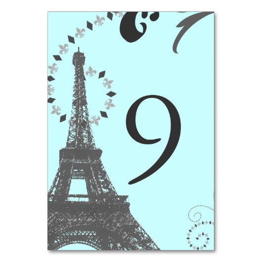 Zwarte Blauwe Eiffeltoren  bruiloft Parijs Kaart (Achterkant)