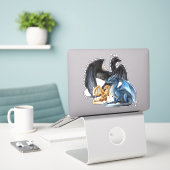 Zwarte blauwe en gouden draken sticker (Laptop op bureau)