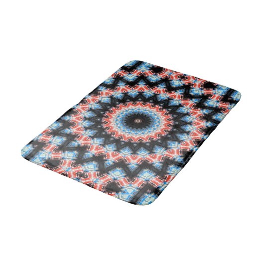 Zwarte, blauwe en rode Mandala Ster Badmat (Gekanteld)
