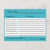 Zwarte, blauwe gouden streep Floral Wedding Recipe Briefkaart (Achterkant)