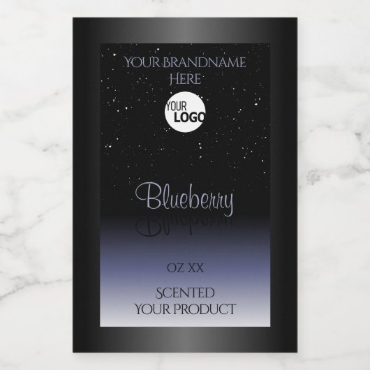 Zwarte Blauwe Gradiënt Productlabels Glitter Logo Voedselcontainer Etiket (Enkel label)