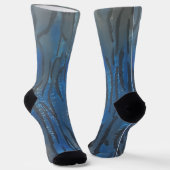 Zwarte Blauwe Grijze Lijn Kunst Sokken (Gebogen)
