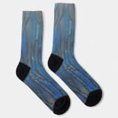 Zwarte Blauwe Grijze Lijn Kunst Sokken (Rechts)