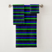Zwarte Blauwe Groene Stripes Bad Handdoek (Insitu)