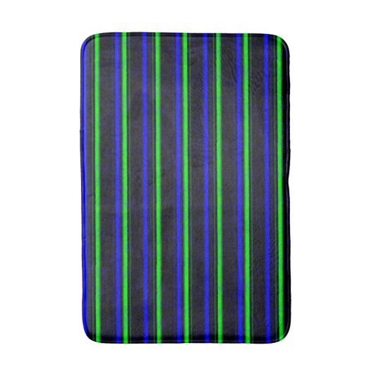 Zwarte Blauwe Groene Stripes Badmat (Voorkant Verticaal)