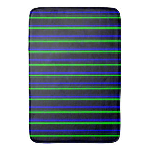 Zwarte Blauwe Groene Stripes Badmat