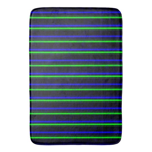 Zwarte Blauwe Groene Stripes Badmat (Voorkant Verticaal)