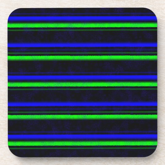 Zwarte Blauwe Groene Stripes Bier Onderzetter (Voorkant)
