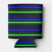 Zwarte Blauwe Groene Stripes Blikjeskoeler (Voorkant)