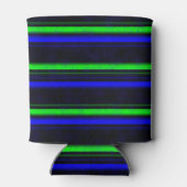 Zwarte Blauwe Groene Stripes Blikjeskoeler (Achterkant)