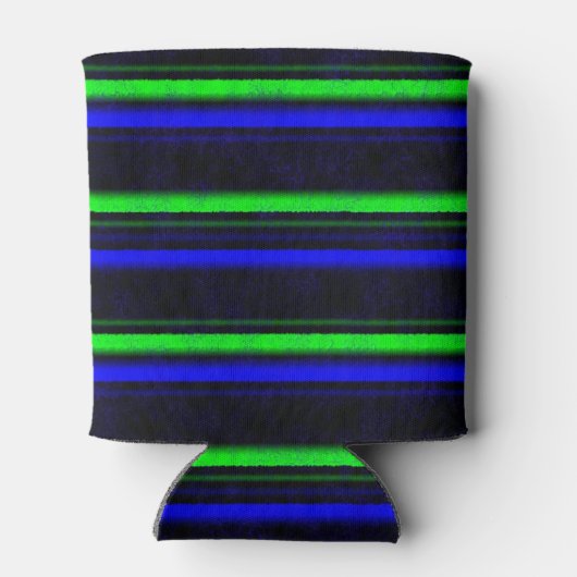 Zwarte Blauwe Groene Stripes Blikjeskoeler (Achterkant)