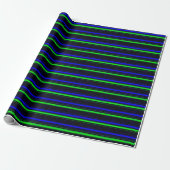 Zwarte Blauwe Groene Stripes Cadeaupapier (Uitgerold)