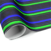 Zwarte Blauwe Groene Stripes Cadeaupapier (Rol Hoek)