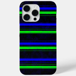 Zwarte Blauwe Groene Stripes iPhone 15 Pro Max Hoesje