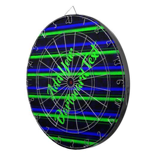 Zwarte Blauwe Groene Stripes Dartbord (Voorkant Rechts)