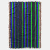 Zwarte Blauwe Groene Stripes Deken (Voorkant Verticaal)