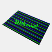 Zwarte Blauwe Groene Stripes Deurmat (Schuin)