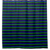 Zwarte Blauwe Groene Stripes Douchegordijn (Voorkant)