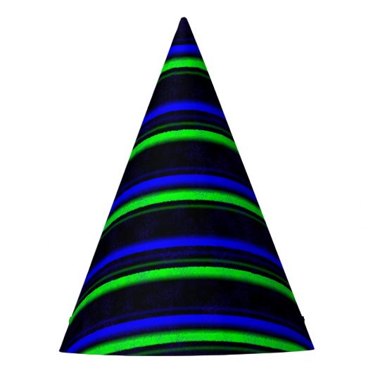 Zwarte Blauwe Groene Stripes Feesthoedjes (Voorkant)