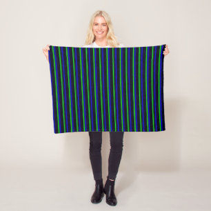 Zwarte Blauwe Groene Stripes Fleece Deken