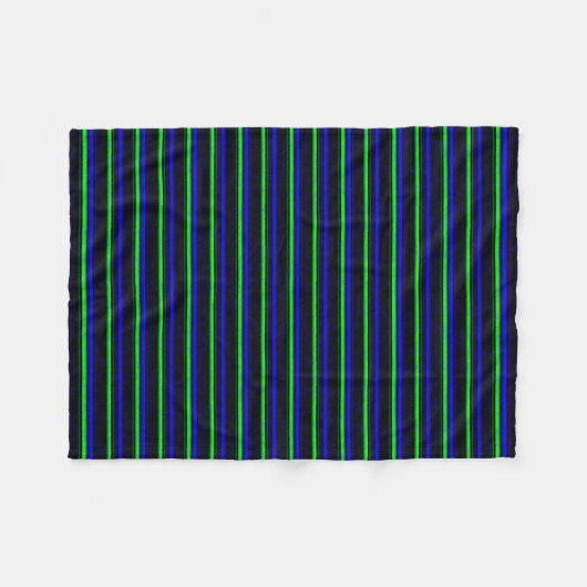 Zwarte Blauwe Groene Stripes Fleece Deken (Voorkant (Horizontaal))