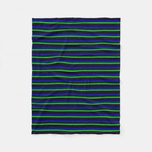 Zwarte Blauwe Groene Stripes Fleece Deken (Voorkant)