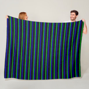 Zwarte Blauwe Groene Stripes Fleece Deken
