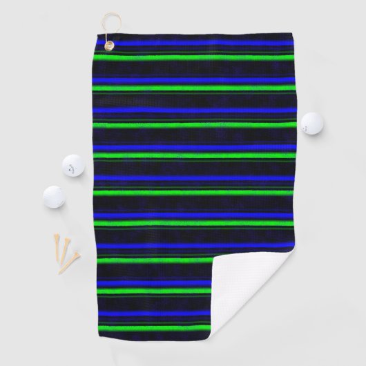 Zwarte Blauwe Groene Stripes Golfhanddoek (Insitu)