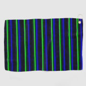Zwarte Blauwe Groene Stripes Golfhanddoek (Horizontaal)
