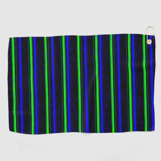 Zwarte Blauwe Groene Stripes Golfhanddoek (Horizontaal)