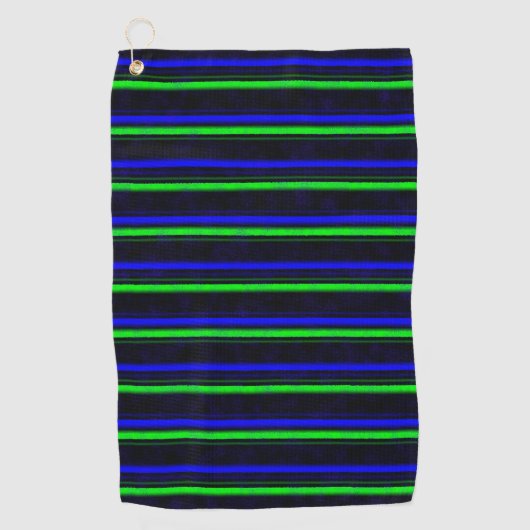 Zwarte Blauwe Groene Stripes Golfhanddoek (Voorkant)