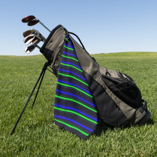 Zwarte Blauwe Groene Stripes Golfhanddoek (Groen)