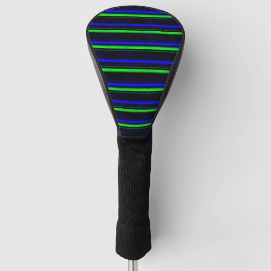 Zwarte Blauwe Groene Stripes Golfheadcover (Voorkant)