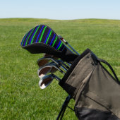 Zwarte Blauwe Groene Stripes Golfheadcover (Insitu)