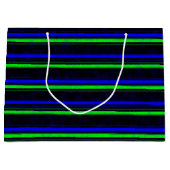 Zwarte Blauwe Groene Stripes Groot Cadeauzakje (Voorkant)