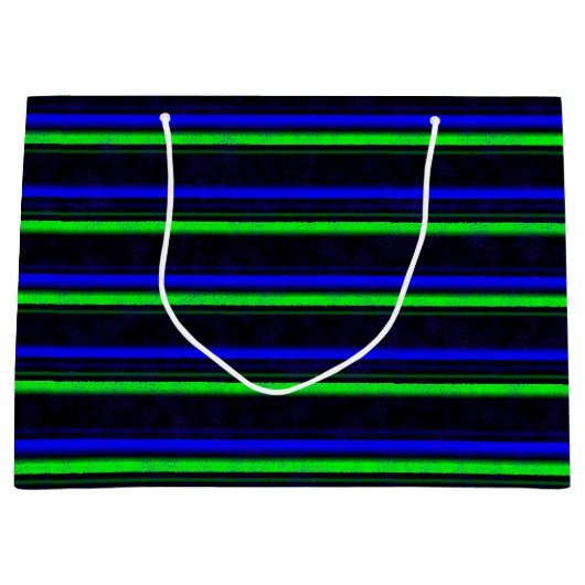 Zwarte Blauwe Groene Stripes Groot Cadeauzakje (Voorkant)