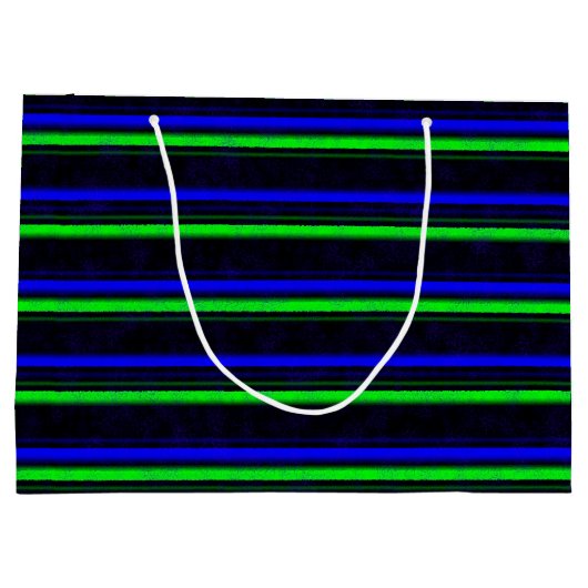 Zwarte Blauwe Groene Stripes Groot Cadeauzakje (Achterkant)