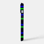 Zwarte Blauwe Groene Stripes iPhone 15 Case (Linkerkant)