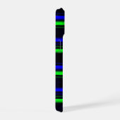 Zwarte Blauwe Groene Stripes iPhone 15 Case (Rechterkant)