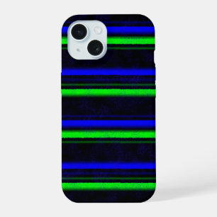 Zwarte Blauwe Groene Stripes iPhone 15 Case