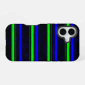Zwarte Blauwe Groene Stripes iPhone 16 Hoesje (Achterkant horizontaal)